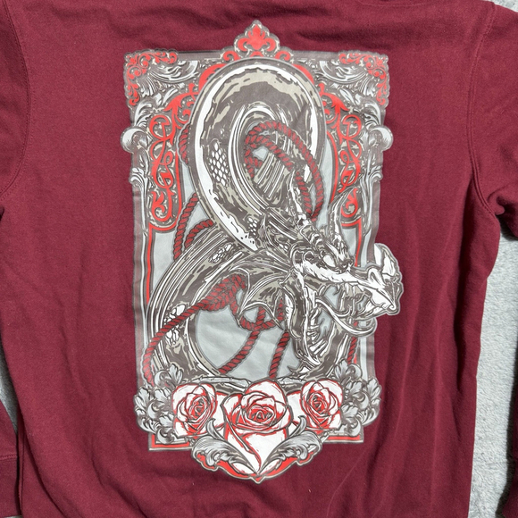 Hasbro Men's Dungeons & Dragons Hooded Sweatshirt, Red Burgundy Size Medium - Picture 4 of 5